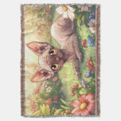 “Cozy Garden Sphynx" Cute Sphynx Cat Decke (Vorderseite Vertikal)