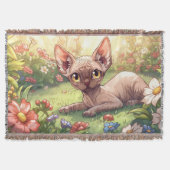 “Cozy Garden Sphynx" Cute Sphynx Cat Decke (Vorderseite)