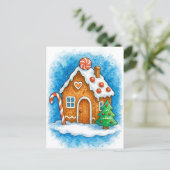 Cozy Gingerbread House Christmas Postcard Feiertagspostkarte (Stehend Vorderseite)