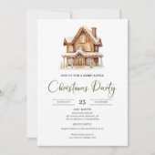 Cozy gingerbread house earthy Christmas party Einladung (Vorderseite)