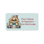 Cozy Gingerbread House Holiday Illustration Adressaufkleber (Vorne)