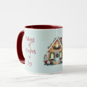 Cozy Gingerbread House Holiday Illustration Blue Tasse (Vorderseite Links)
