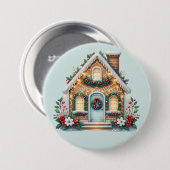 Cozy Gingerbread House Holiday Illustration Button (Vorne & Hinten)