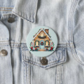 Cozy Gingerbread House Holiday Illustration Button (Beispiel)