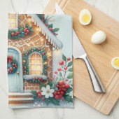 Cozy Gingerbread House Holiday Illustration Geschirrtuch (Viertel Falte)