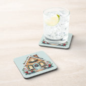 Cozy Gingerbread House Holiday Illustration Getränkeuntersetzer (Rechte Seite)