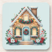 Cozy Gingerbread House Holiday Illustration Getränkeuntersetzer (Vorderseite)