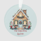 Cozy Gingerbread House Holiday Illustration Ornament (Vorderseite)