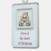 Cozy Gingerbread House Holiday Illustration Rahmen-Ornament Silber (Links)