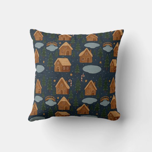 Cozy Gingerbread Houses Pattern Throw Pillow Kissen (Rückseite)
