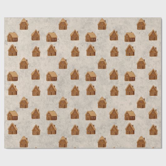 Cozy Gingerbread Houses Pattern Wrapping Paper Geschenkpapier (Flach)