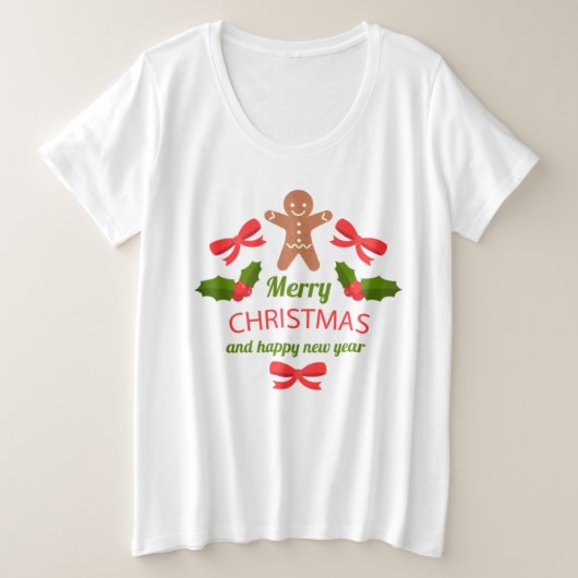 Cozy Gingerbread Plus Size Christmas Tee USA (Design vorne)