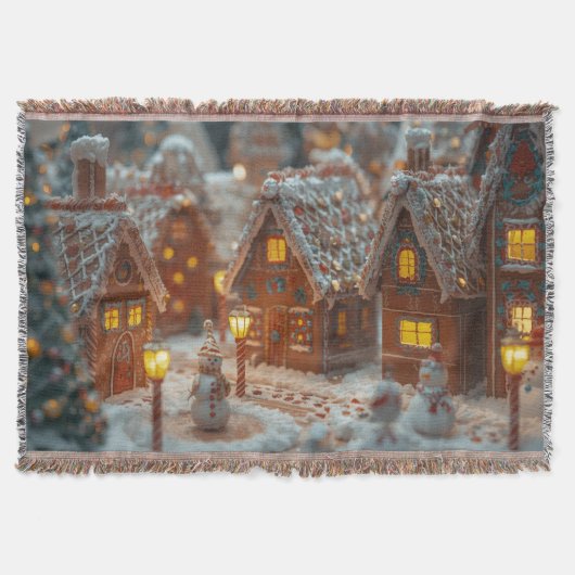 “Cozy Gingerbread Village Christmas Throw Blanket” Decke (Vorderseite)