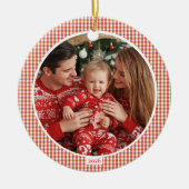 Cozy Gingham Christmas Ornament with Photo (Vorne)
