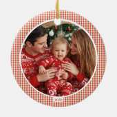 Cozy Gingham Christmas Ornament with Photo (Hinten)