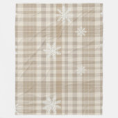 Cozy Gingham Snowflake Blanket – Beige & Taupe Fleecedecke (Vorderseite)