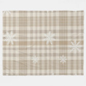 Cozy Gingham Snowflake Blanket – Beige & Taupe Fleecedecke (Vorderseite (Horizontal))