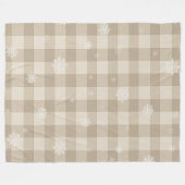 Cozy Gingham Snowflake Blanket – Beige & Taupe Fleecedecke (Vorderseite (Horizontal))