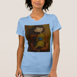 Cozy Girl Black Cat Whimsical Aesthetic Art T-Shirt
