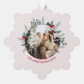 Cozy Gnome Fireplace Photo Ornament Karte (Rückseite)