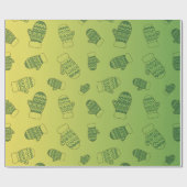 Cozy Green Winter Mittens Seamless Pattern Geschenkpapier (Flach)