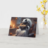 Cozy Halloween at Mr. Skunks house greeting Karte (Gelbe Blume)