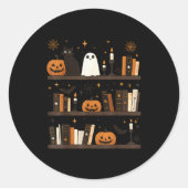 Cozy Halloween Bookshelf Ghost Pumpkin Bookish Boo Runder Aufkleber (Vorderseite)