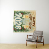 cozy happy new year 2026 party backdrop wandteppich (Beispiel (Horizontal))
