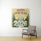 cozy happy new year 2026 party backdrop wandteppich (Beispiel)