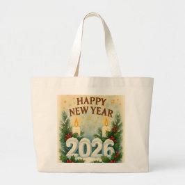 cozy happy new year 2026 tote bag jumbo stoffbeutel