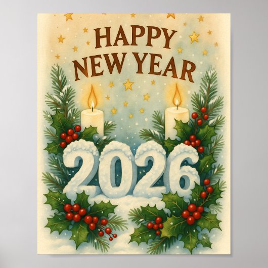 cozy happy new year winter poster (Vorne)