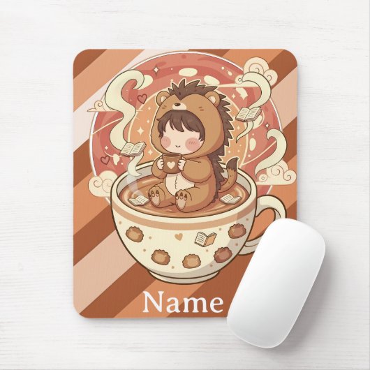 Cozy Hedgehog Coffee Desk Mouse Pad Mousepad (Mit Mouse)