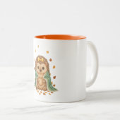 Cozy Hedgehog Fall | Autumn Hedgehog with Scarf &  Zweifarbige Tasse (VorderseiteRechts)