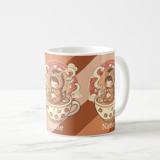Cozy Hedgehog Morning Coffee Ceramic Mug Kaffeetasse (VorderseiteRechts)