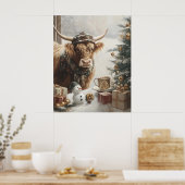 Cozy Highland Cow Christmas Farmhouse Wall Art Poster (Küche)