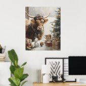 Cozy Highland Cow Christmas Farmhouse Wall Art Poster (Heimbüro)