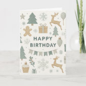 Cozy Holiday Birthday Design Karte (Vorderseite)