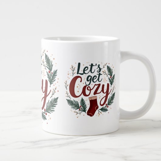 Cozy Holiday Pine Berry Lettering Jumbo-Tasse (Rechts)