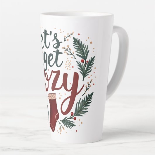 Cozy Holiday Pine Berry Lettering Milchtasse (Rechte Ecke)