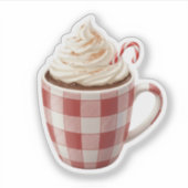 Cozy Hot Cocoa Mug with Whipped Cream Christmas Aufkleber (Vorderseite)