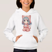 Cozy Kawaii Anime Mädchen mit Katzenpullover – Hei