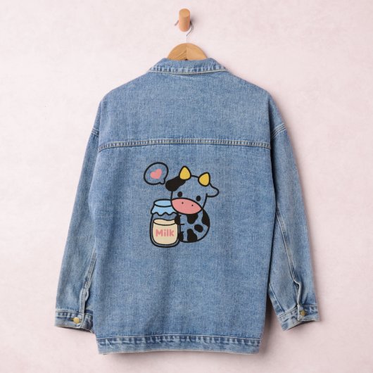 Cozy Kawaii Cow & Milk Jar Jeansjacke (Hangar)