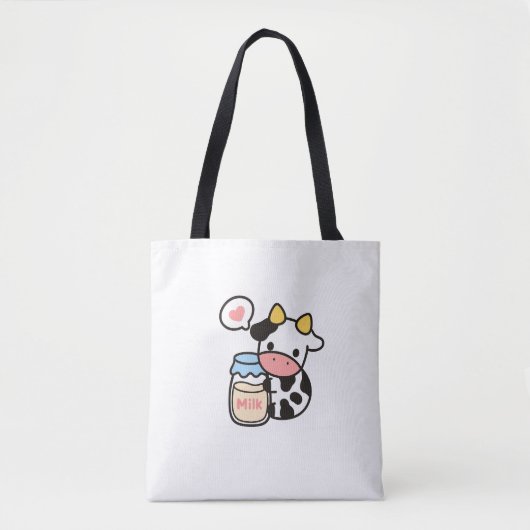 Cozy Kawaii Cow & Milk Jar Tasche (Vorderseite)