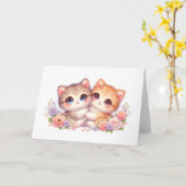 Cozy Kitten Companions Pastel Floral Greeting Card Karte (Gelbe Blume)