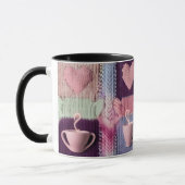 Cozy Knit Heart Patchwork Pink Mugs Combo Set Tasse (Links)