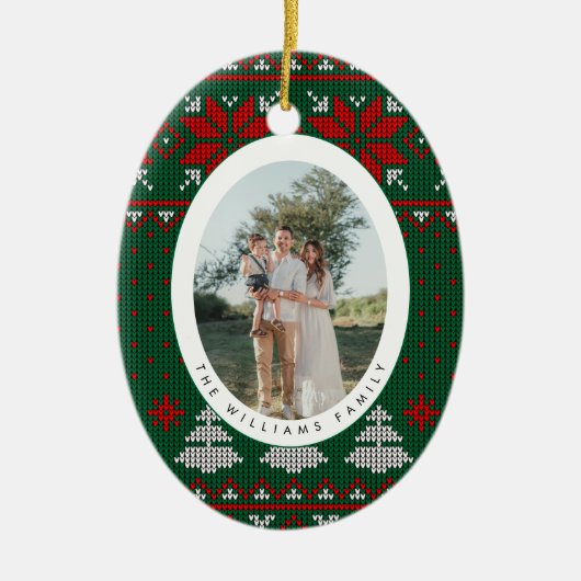 Cozy Knit Sweater Pattern Photo Keramik Ornament (Vorne)