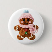 Cozy Knitted Gingerbread Winter Character Button (Vorderseite)