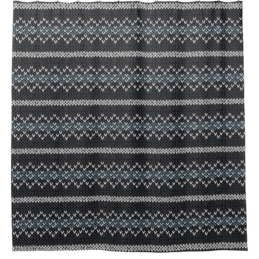Cozy Knitted Pattern Black and Gray Duschvorhang (Vorderseite)