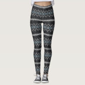 Cozy Knitted Pattern Black and Gray  Leggings (Vorderseite)