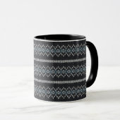 Cozy Knitted Pattern Black and Gray Mug Tasse (VorderseiteRechts)